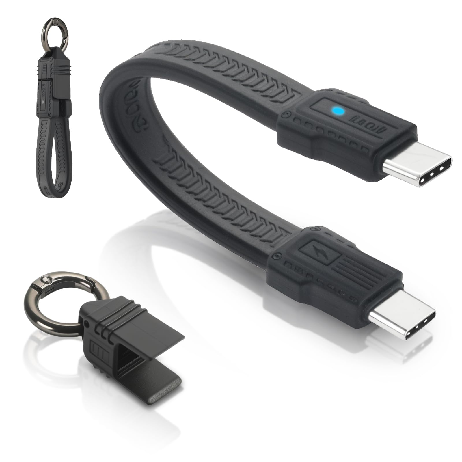 aceyoon 240W USB C auf USB C Kabel Kurz, 80Gbps USB4.0 PD3.1 Schnellladekabel USB C mit Schlüsselanhänger, 8K@60Hz Datenübertragung Typ C Ladekabel für Thunderbolt 4/3, für Tablet Laptop(13.5cm)