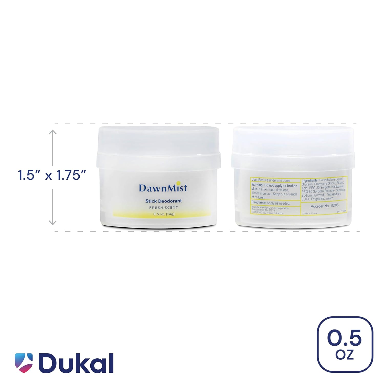 Dukal Dawn Mist Stick Deodorant, 0.5 oz. Clear (4 Boxes of 144)(Pack of 576)
