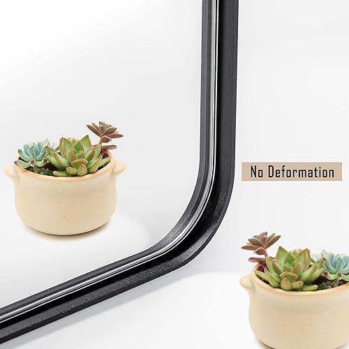 Miniatura 5 de Espejo de pared para baño, espejo de esquina redondeada, marco de metal negro, 22 x 30 pulgadas, se cuelga horizontal o vertical