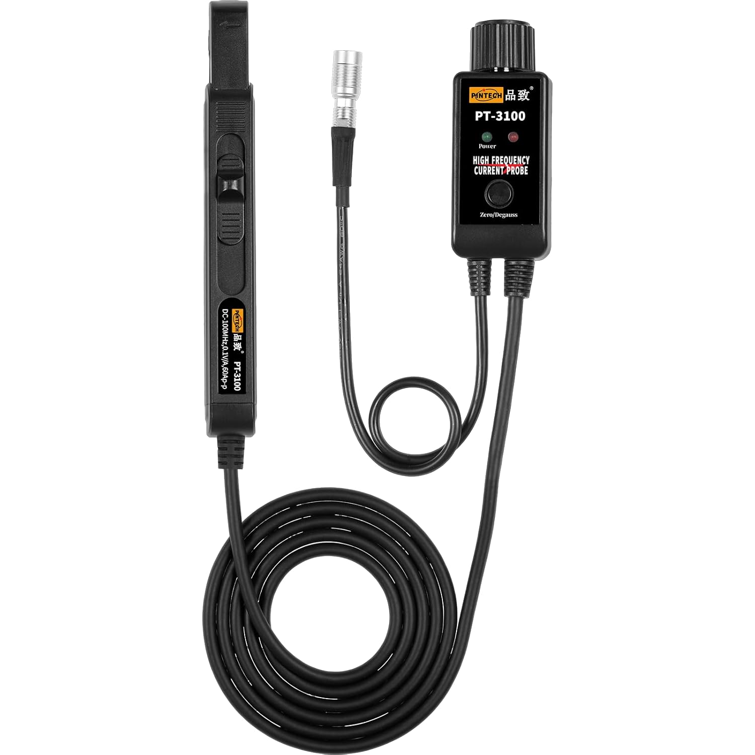 PINTECH Oscilloscope Probe High Frequency AC/DC Current Probe 60A, 100MHz, High Precision Oscilloscopes Current Probe with BNC Connector, PT-3100