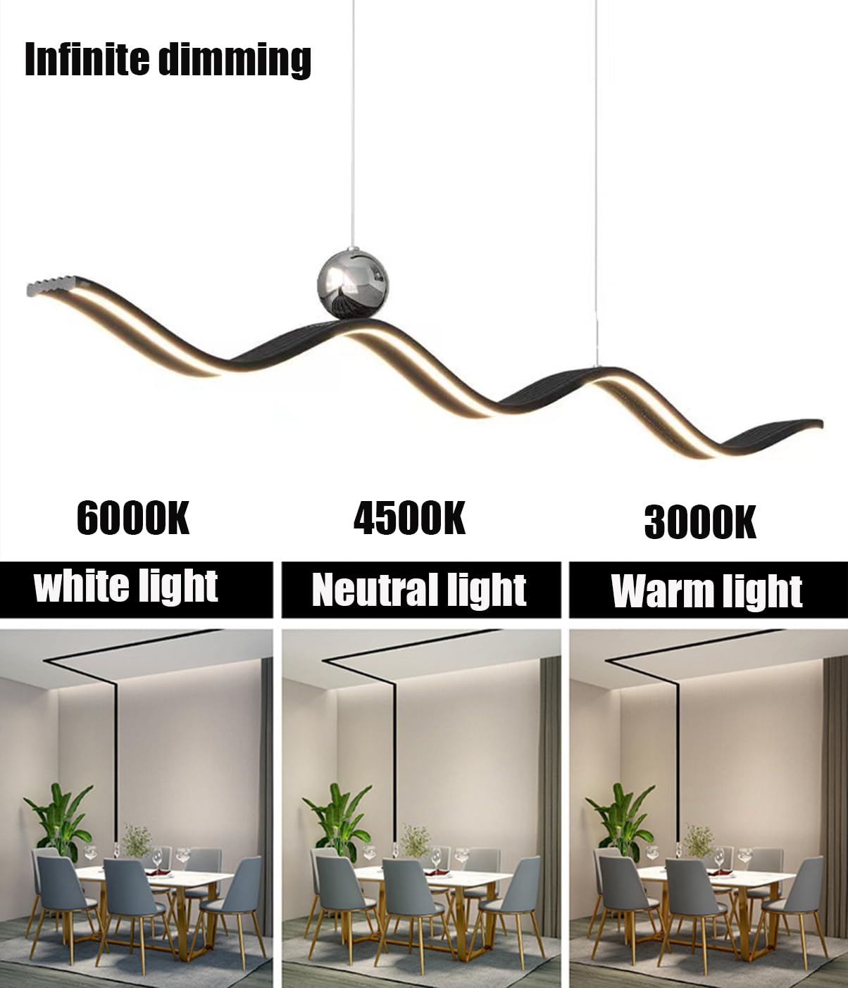 Moderne Esstischlampe LED Pendelleuchte Dimmbar, Hängeleuchte Mit Fernbedienung Hängelampe Linear Design, Höhenverstellbar Kronleuchter Für Küche Esszimmerlampe Büro Deckenleuchte (Schwarz)