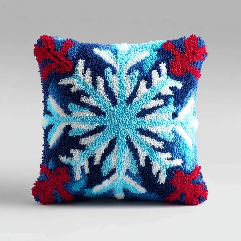 WallustrioaW Latch Hook Cushion Pillow Cover kit for Adults,Snowflake