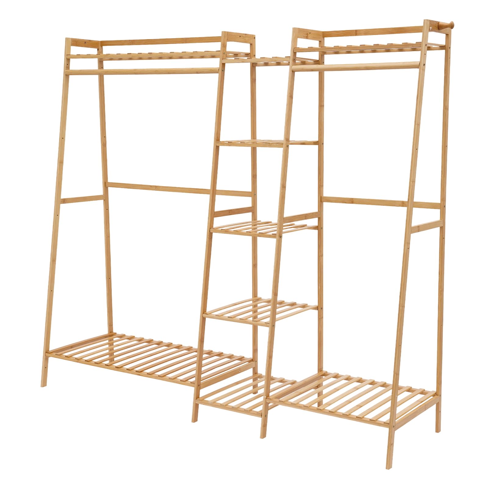Appendiabiti espandibile con ripiani, 4 appendiabiti, 9 ripiani, per lavanderia, balconi, camere da letto e negozi di abbigliamento (160 × 40 × 140 cm)