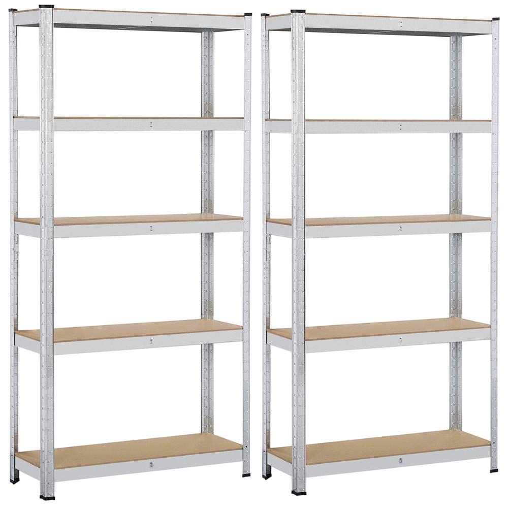 Yaheetech 2X Lagerregal 180x 90 x 30 cm, Schwerlastregal 5 MDF-Platten, Kellerregal 875kg, Steckregal Werkstattregal verstellbare Regalböden