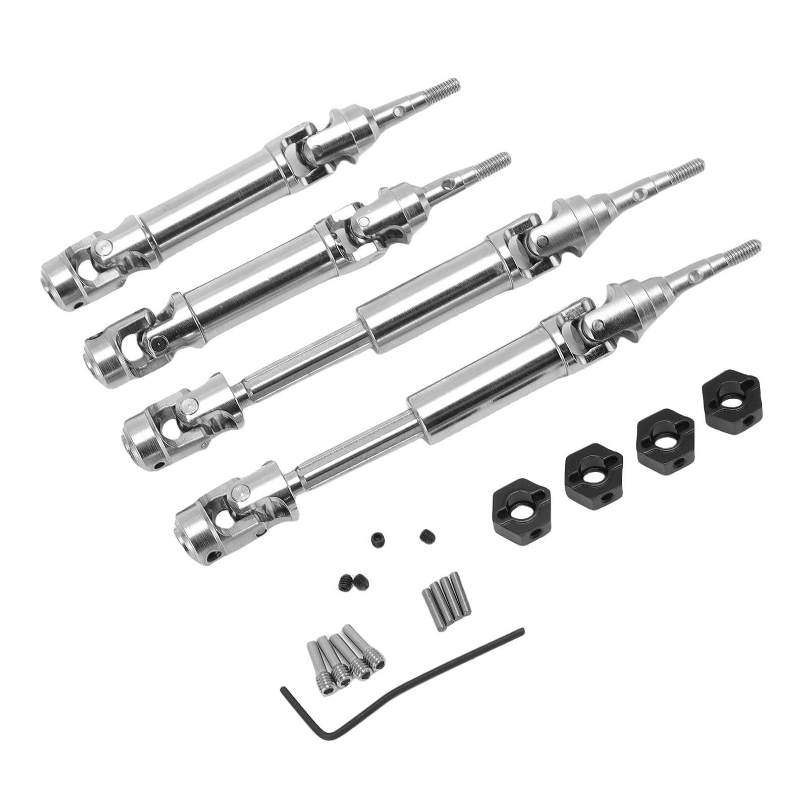 Set di Alberi di Trasmissione CVD Anteriori e Posteriori Set di Assi per Alberi di Trasmissione per Auto RC in Metallo per Fiesta ST Rally 1 10 4X4 Auto RC Senza Spazzole Installazione (SILVER)