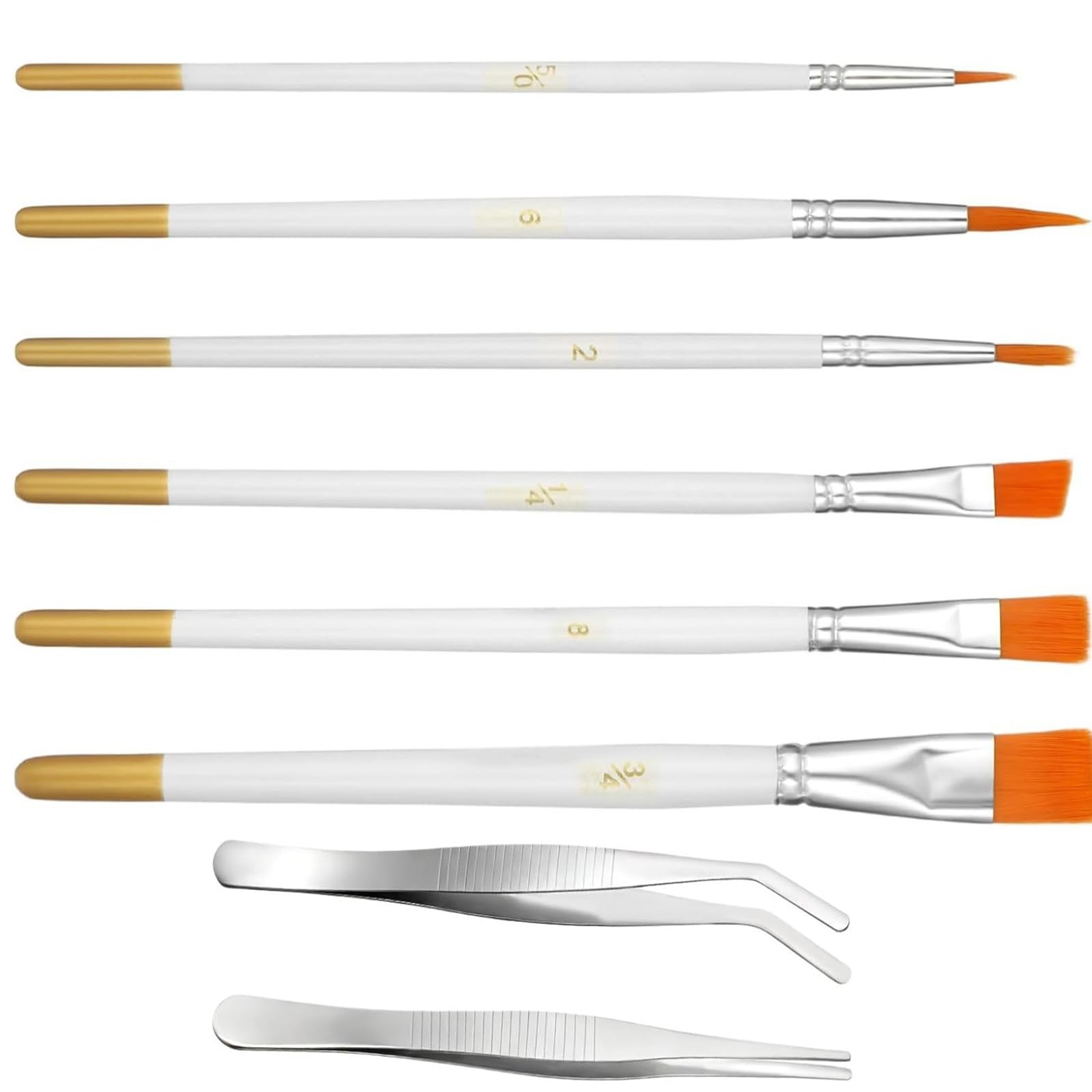 6Pcs Multipurpose Artist Brushes Food Safe Cake Baking Decorating Brush with Metal Tweezers for Painting Baking Fondant Paintbrush Set for Artists
