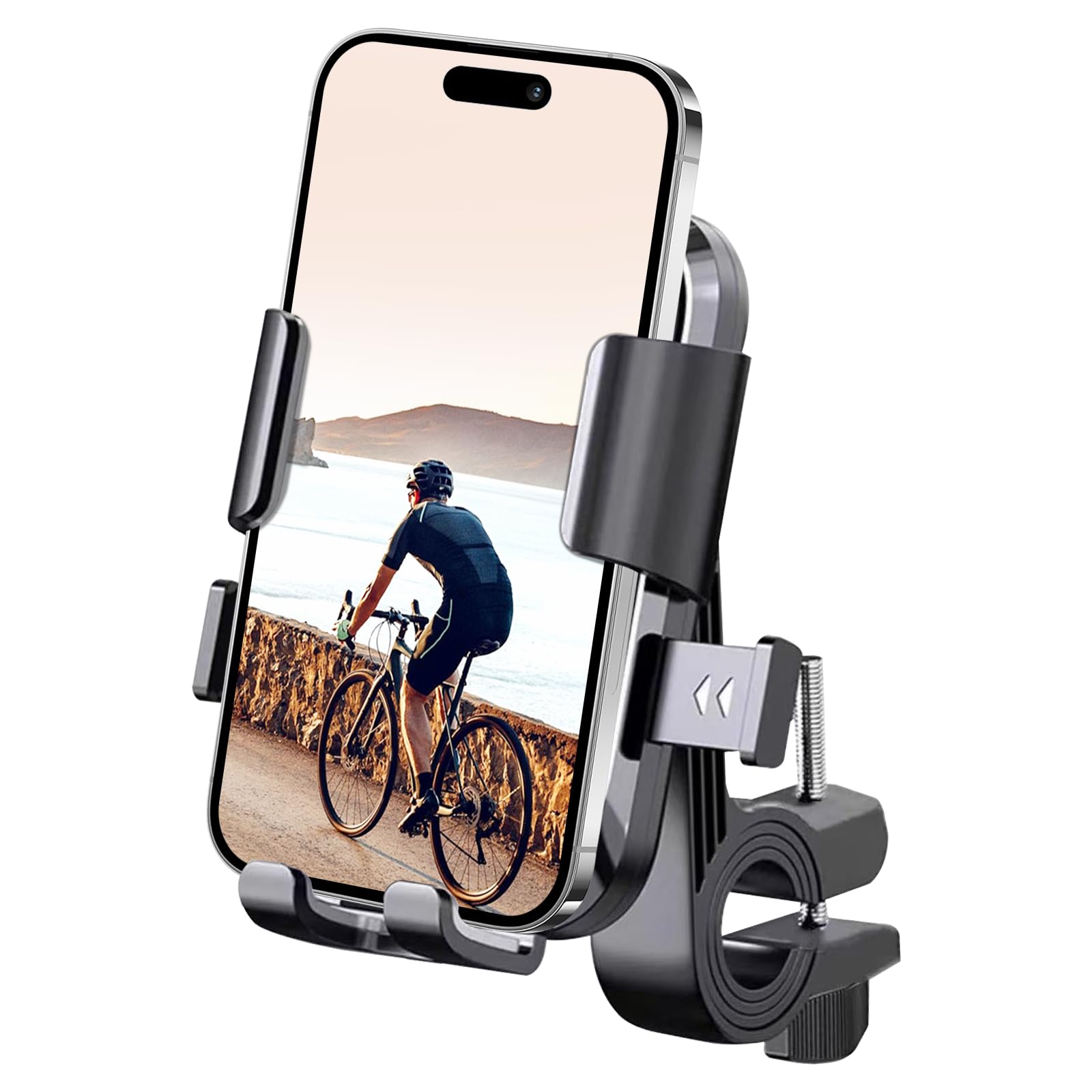 Soporte de teléfono para bicicleta para scooter eléctrico, motocicleta y bicicleta eléctrica, soporte universal para teléfono celular, diseño antivibración, fácil instalación, compatible con iPhone y