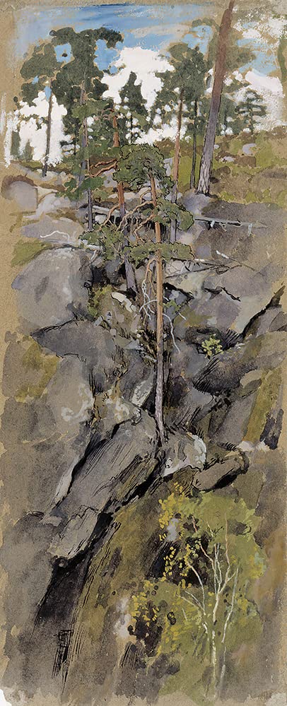 ArtDirect Rocky Forest 6x14 UnFramed Museum Art Print Poster Ready for Framing by Eero Järnefelt (Finnish, 1863-1937)
