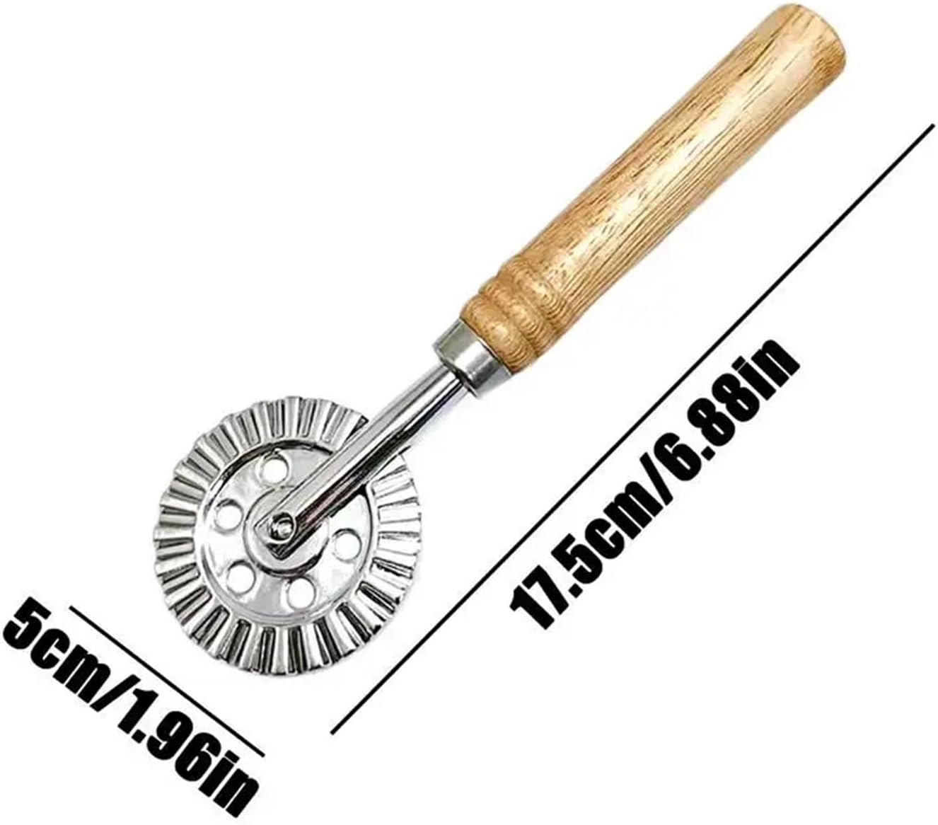 Pizza Wheel Cutter Fluted Edge Pasta Roller Cutter with Wooden Handle Ravioli Crimping Tool Dough Roller Cutter for Dumpling