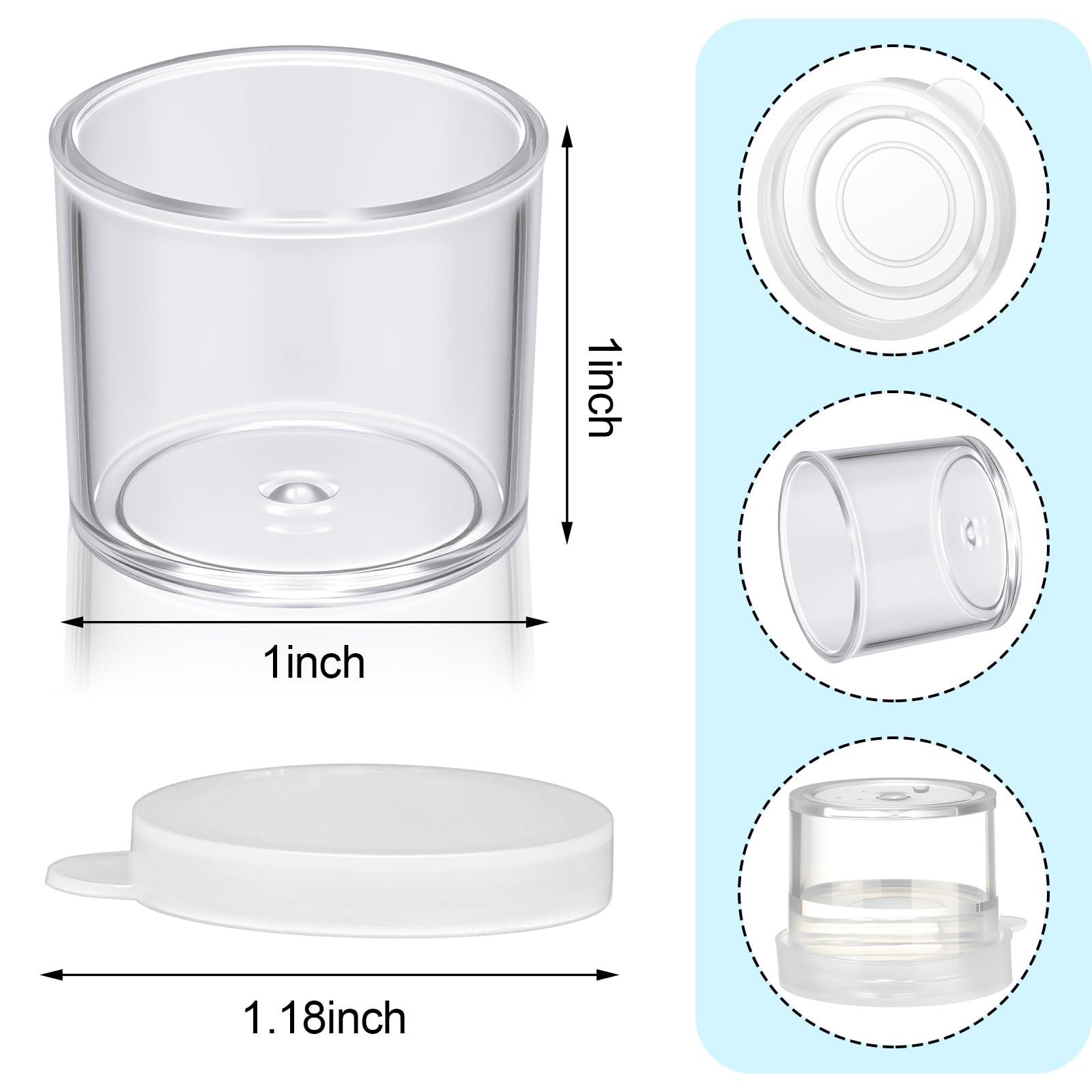 Outus Piccoli contenitori in plastica con coperchi, mini contenitori per pittura fai da te, per pittura, perline, semi, argilla o altri (200 pezzi, 3,1 x 3,2 x 2,5 cm)