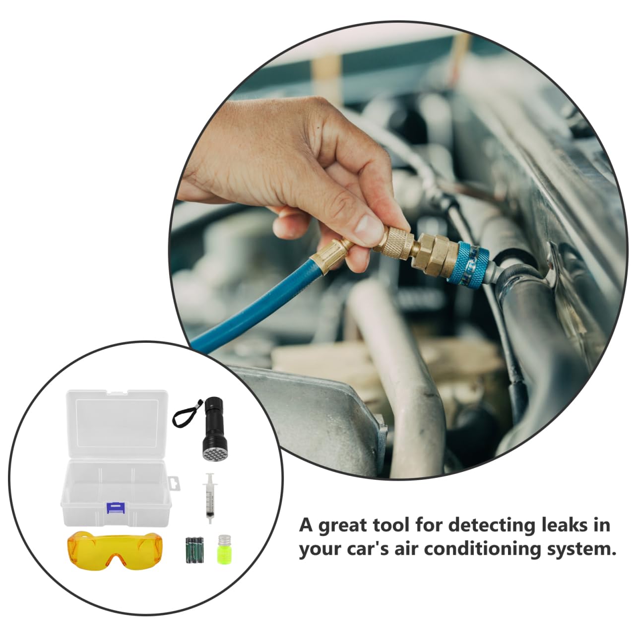 MAGICLULU 1 Set Di Occhiali Per Il Rilevamento Delle Perdite Dell'Aria Condizionata Dell'Auto Tester Di Perdite UV Rilevatore Di Perdite Dell'Aria Condizionata Strumento Di