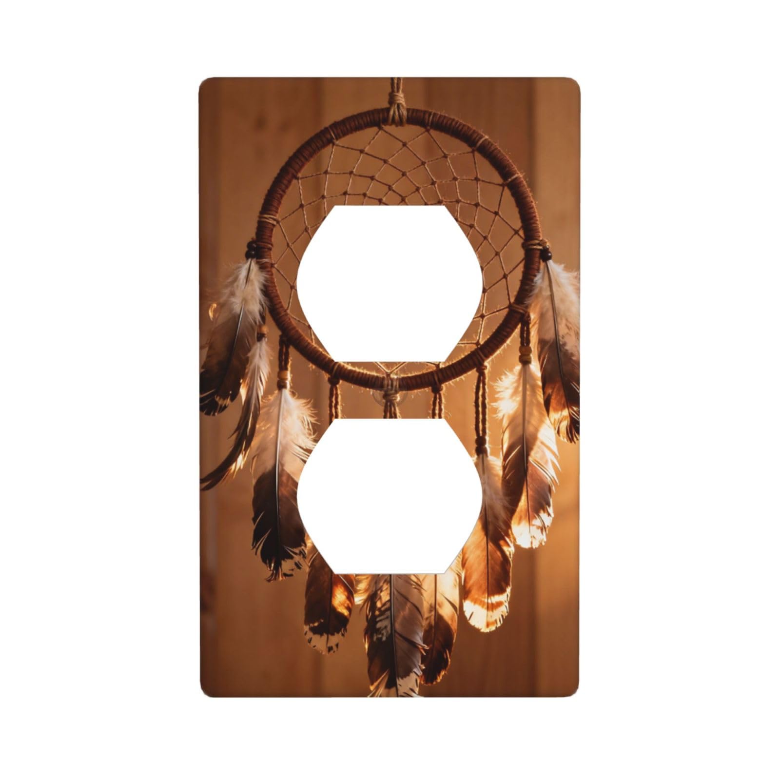 Dreamcatcher Feather Fall Unbreakable Polycarbonate Switch Plate-1 Gang Screwless Wall Plate for Home Office