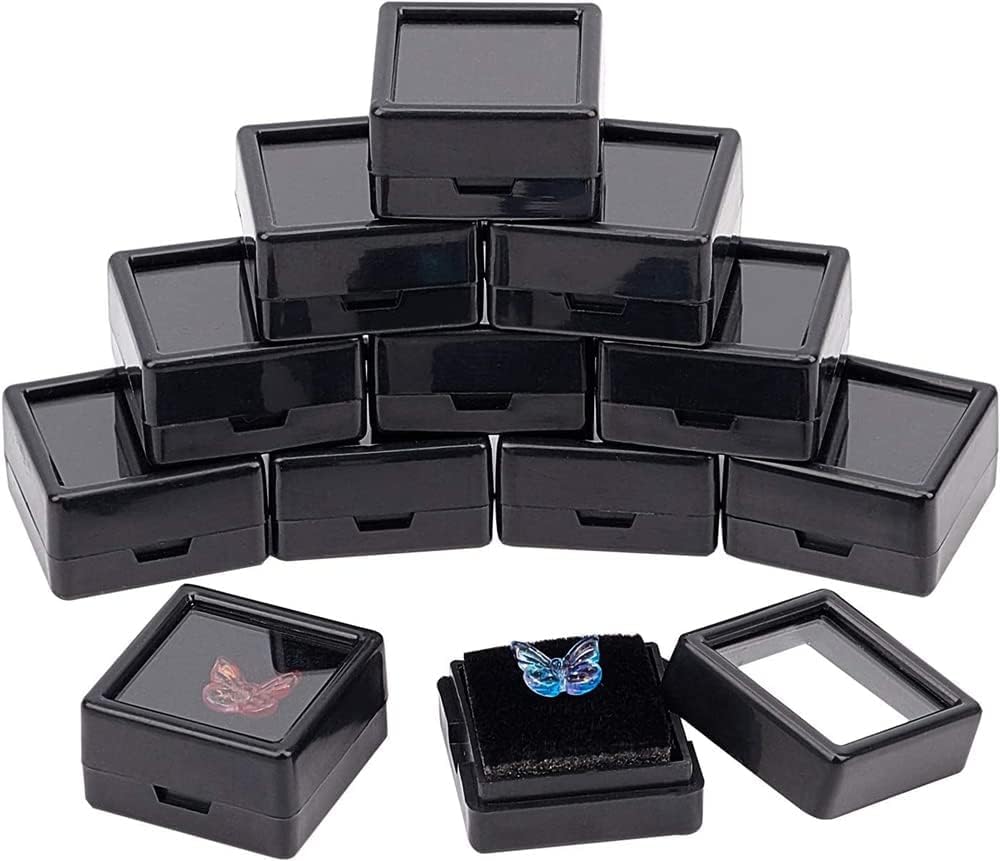 Sponsored Ad – Gemstone Display Box, 12Pcs Mini Square Acrylic Jewelry Box, Container with Clear Top Lids and Sponge Inside for Gems, Coins, Jewelry Packing (Black, 1.16 x 1.16 x 0.65 Inch)