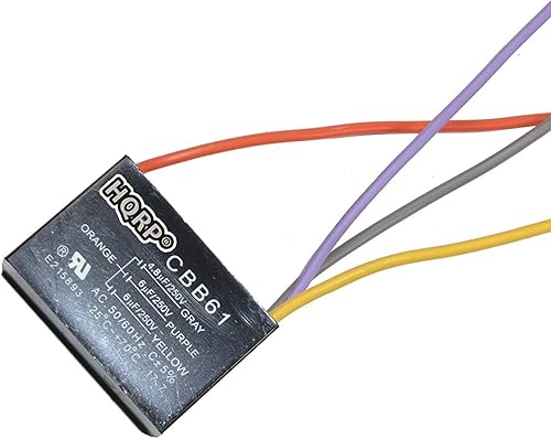 Miniatura 22 de HQRP Condensador compatible con ventilador de techo Hampton Bay 4.5uf+5uf+6uf 4-Wire CBB61