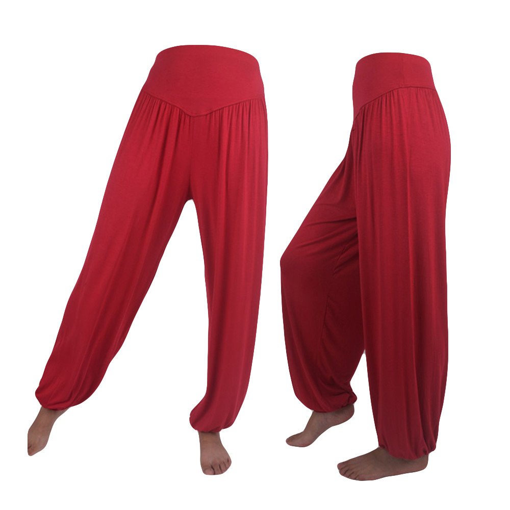 Pumphose Damen Baumwolle Yogahose Jogginghose High Waist Oversized Hose Stretch Elegant Locker Stoffhose Sport Yoga Fitness Sweatpants Lässige Lose Trainingshose Elastischer Bund Atmungsaktive Pants,