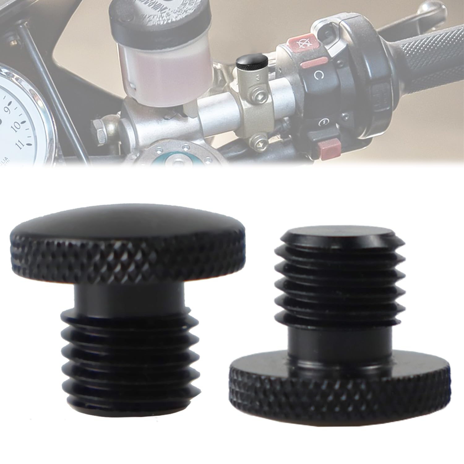 Motorrad Spiegel Blindstopfen Schrauben M8, Motorrad Abdeckkappen für M8 Spiegelgewinde, Gewinde Verkleidungsschrauben, 2×Rechtsgewinde/clockwise(Ein Paar)