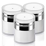 3Pack Airless Pump Jars - 50ml Moisturizer Dispenser Vacuum Bottle Jar - Airless Cosmetic Pump Containers for Lotions, New Empty Jar with Lid 1.7 Oz
