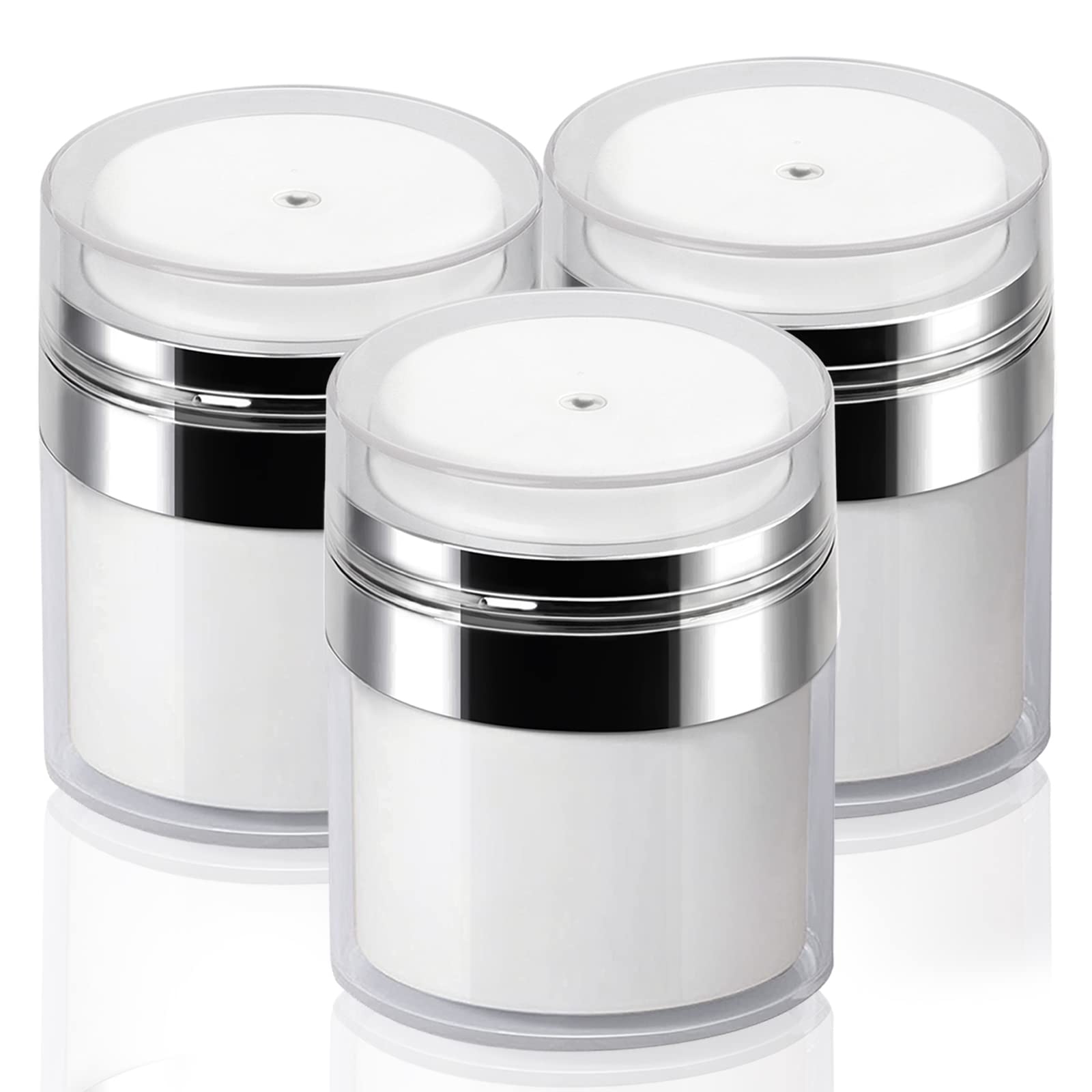 Mluchee 3Pack 30ml Airless Pump Jar - 1.0 Oz Pumps Moisturizer Jar Vacuum Empty Subpackage Bottles, Pump Dispenser Refillable Travel Size Empty Container