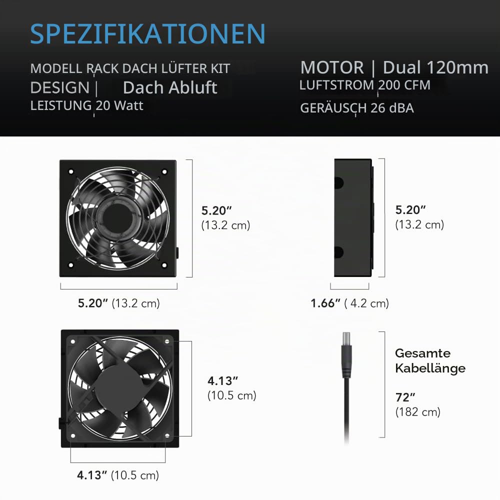 AC Infinity Racklüfter-Kit für Rack-Oberseite – Leises Dual-Lüftersystem