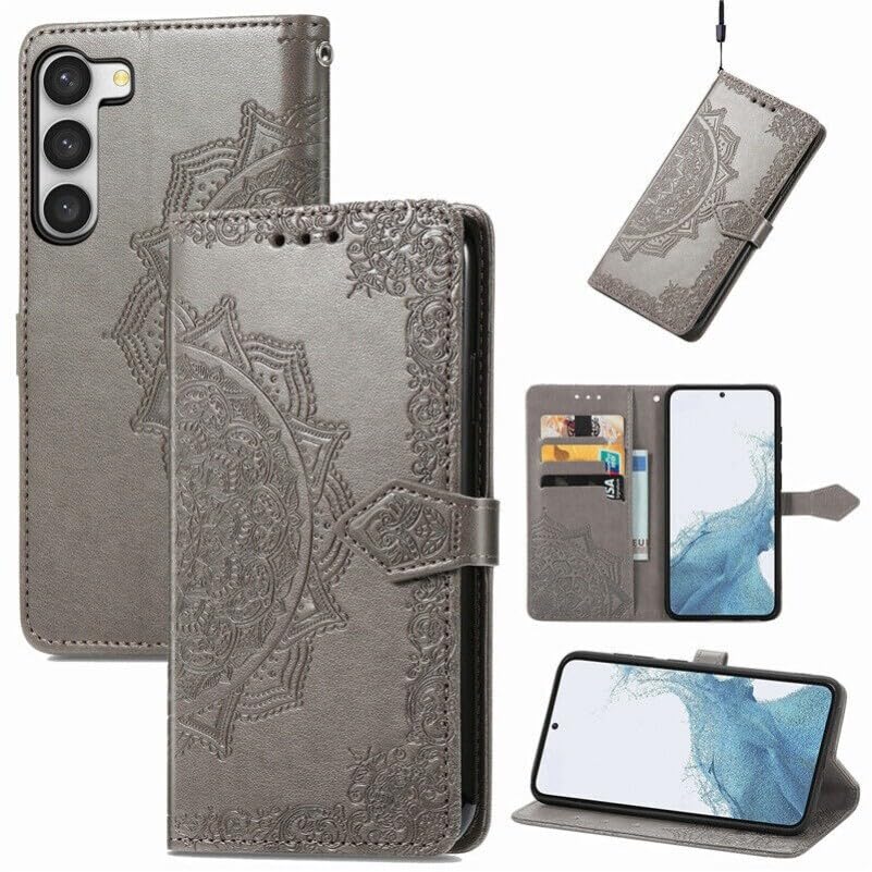 Housse Samsung Galaxy A22 5G en cuir gris avec protection antichoc