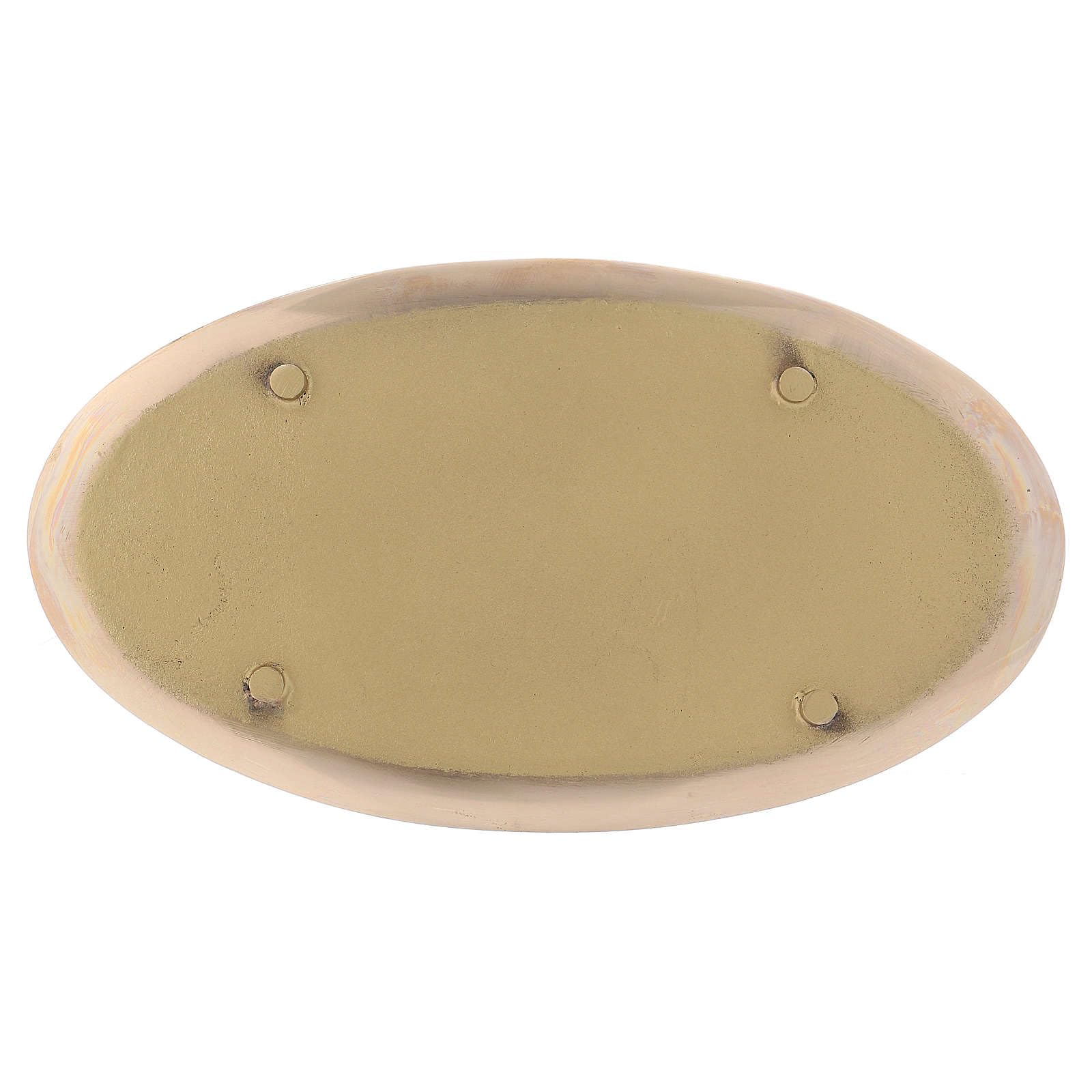 Oval Candle Holder in Glossy Brass 20x11 cm