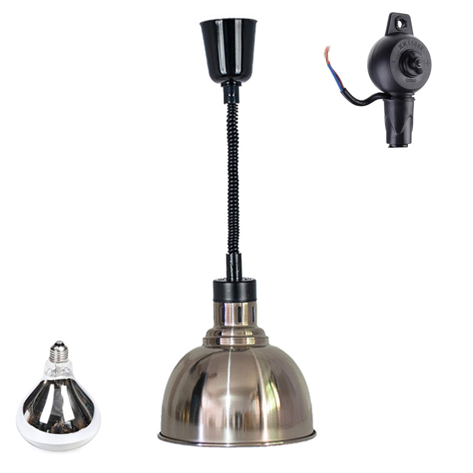 Lampada di Calore Alimentare in Acciaio Inossidabile Commerciale, Lampada per Scaldavivande Buffet Forniture per Ristoranti Attrezzatura da Cucina, 220V / 250W