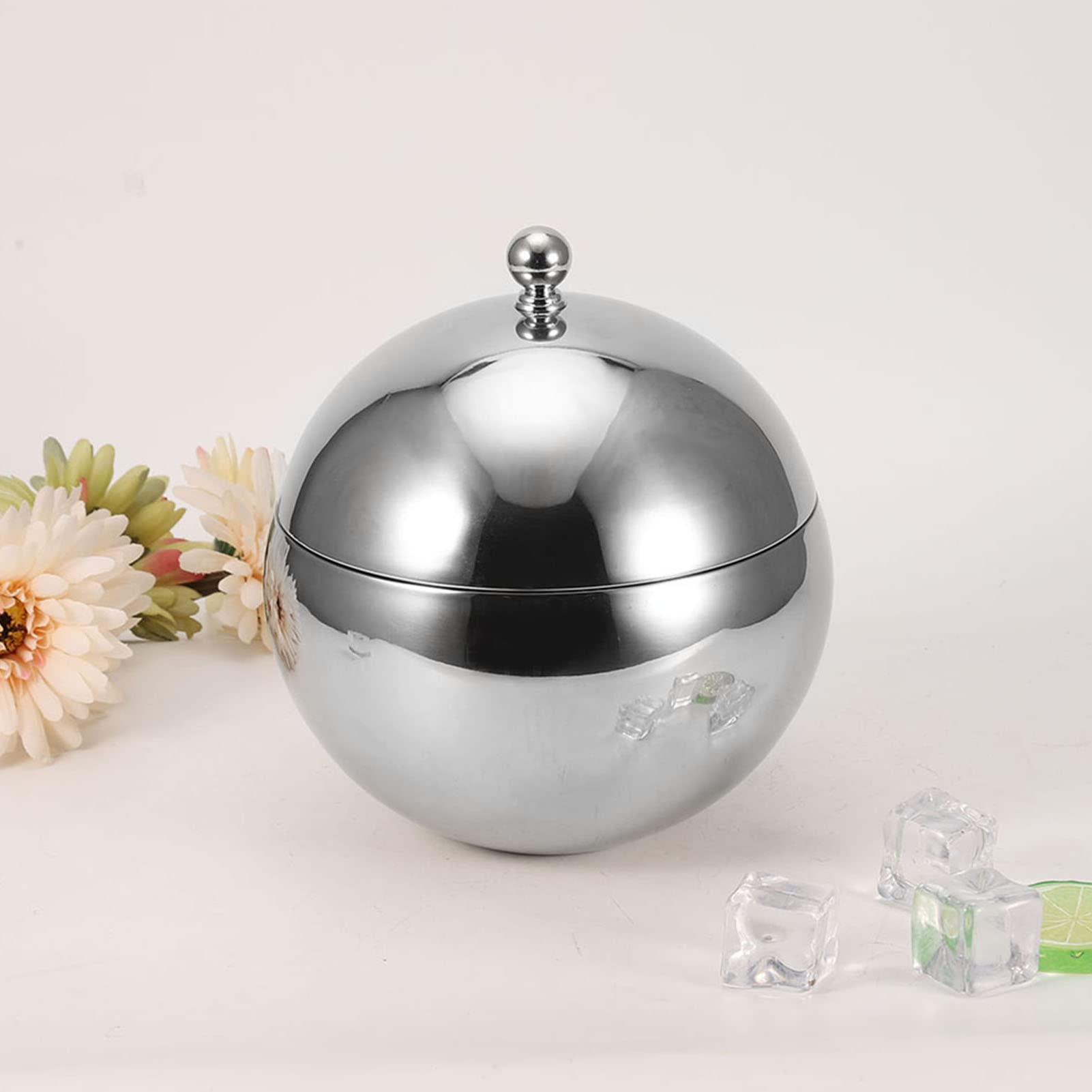 Sxhlseller Seau à glace à double paroi en acier inoxydable avec couvercle, seau à glace isolé, refroidisseur à boissons en métal pour barbecue et fête de mariage