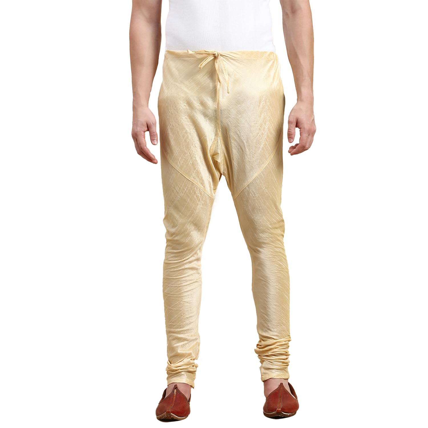 sanwara Men's Solid Beige Colour Art Silk Pyjamas-picture-29