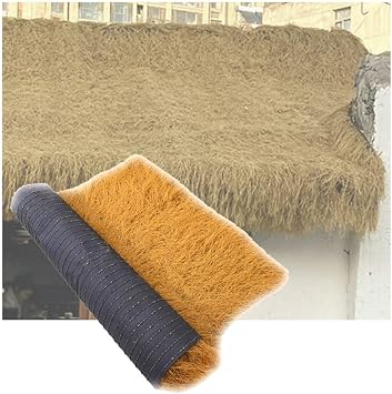 Artificial Thatch Grass Roll, Fireproof Fake Hay Tiki Straw Roof Decor Fence Patio Garden, Mexican Palm Palapa Thatch Roofing1x1m