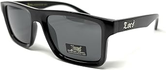 LOCS Hardcore Shades Square Sport Sunglasses, Black Frame with Dark Lenses
