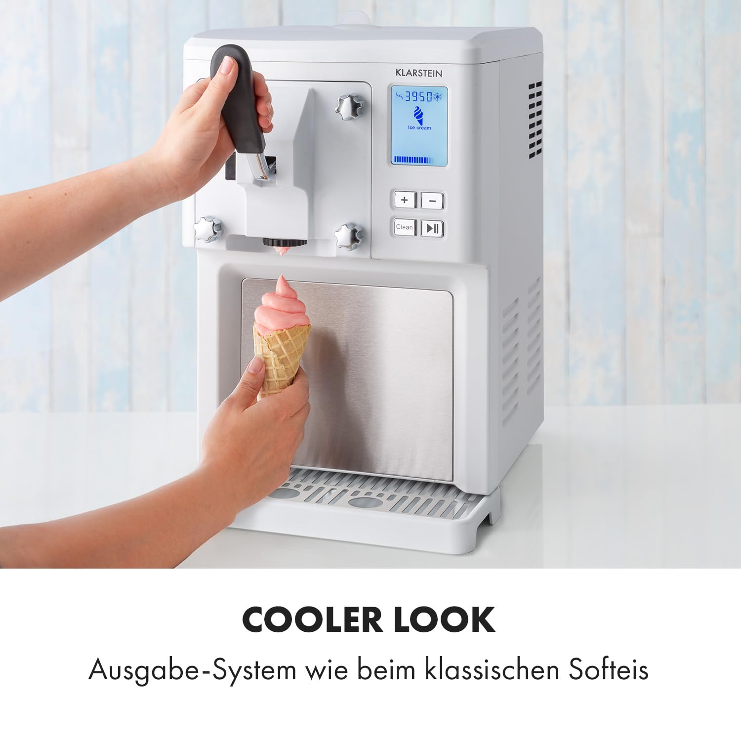 Klarstein Sweet Sundae Softeismaschine selbstkühlend 1,5 L Kompressor Edelstahl Weiß