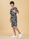 Ninos Dreams Half Sleeves Black Abstract Print Boys Tshirt & Shorts Set gallery image