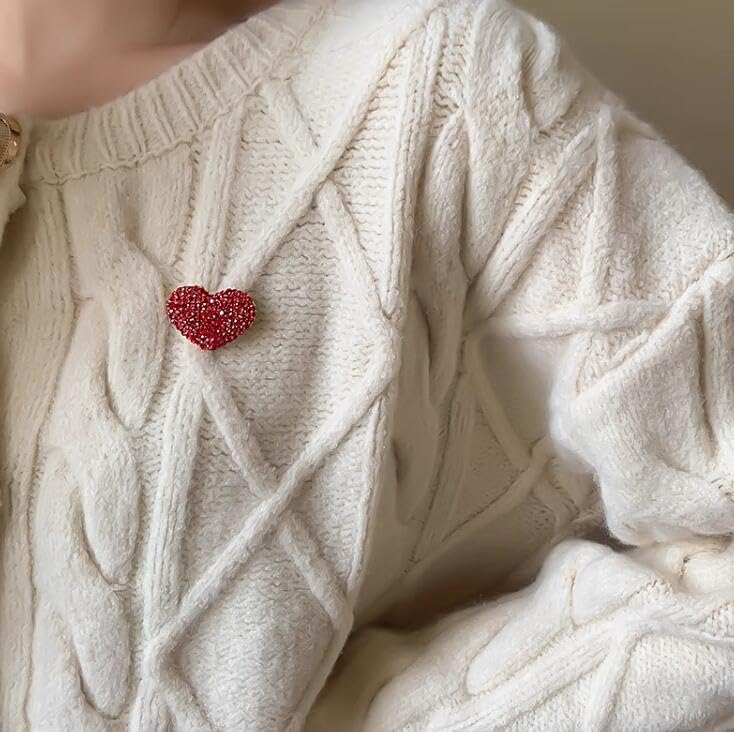 Image of Heart Brooches for Women Rhinestone Crystal Heart Brooch Pin Gift for Wife Girlfriend
