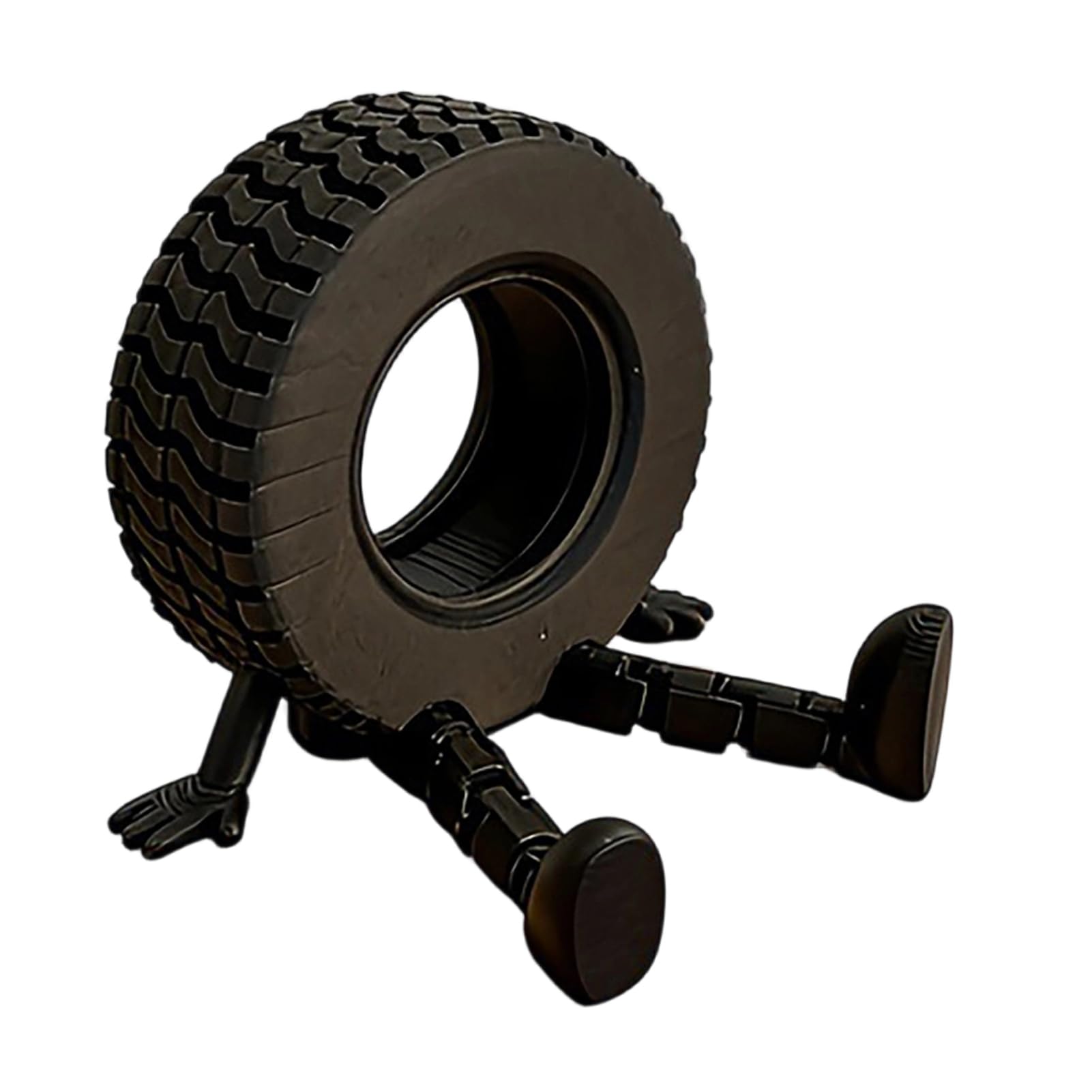 Pasisuu 3D Printed Articulated Tire Man Ornament with Flexible Joints, 3D Printed Cute Movable Tire Figurine for Desk Car Interior Display, Creative Decompression Toy Gift Black
