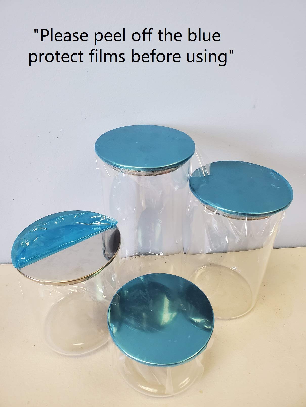 Clear Canister Set with Airtight Stainless Steel Lids | 4 pcs Food Storage Canister for Kitchen & Pantry Organization and Storage | Ideal for Flour, Sugar, Coffee, Rice, Tea, Spices & Herbs