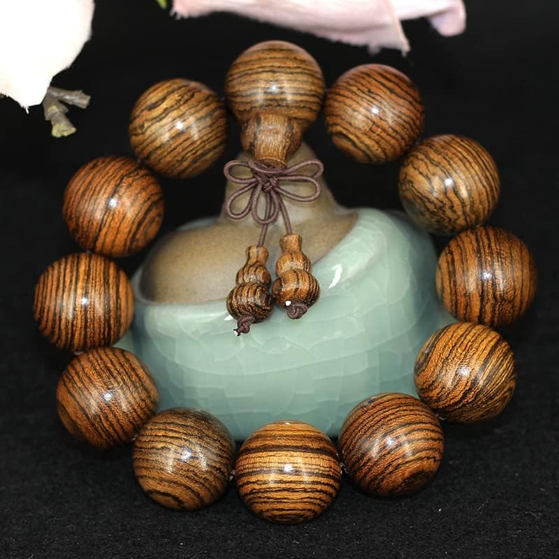 虎皮檀手串佛珠手链 虎斑木纹念珠木质坚硬 男女款流行珠子(20mm*12颗/精品【+配饰】)