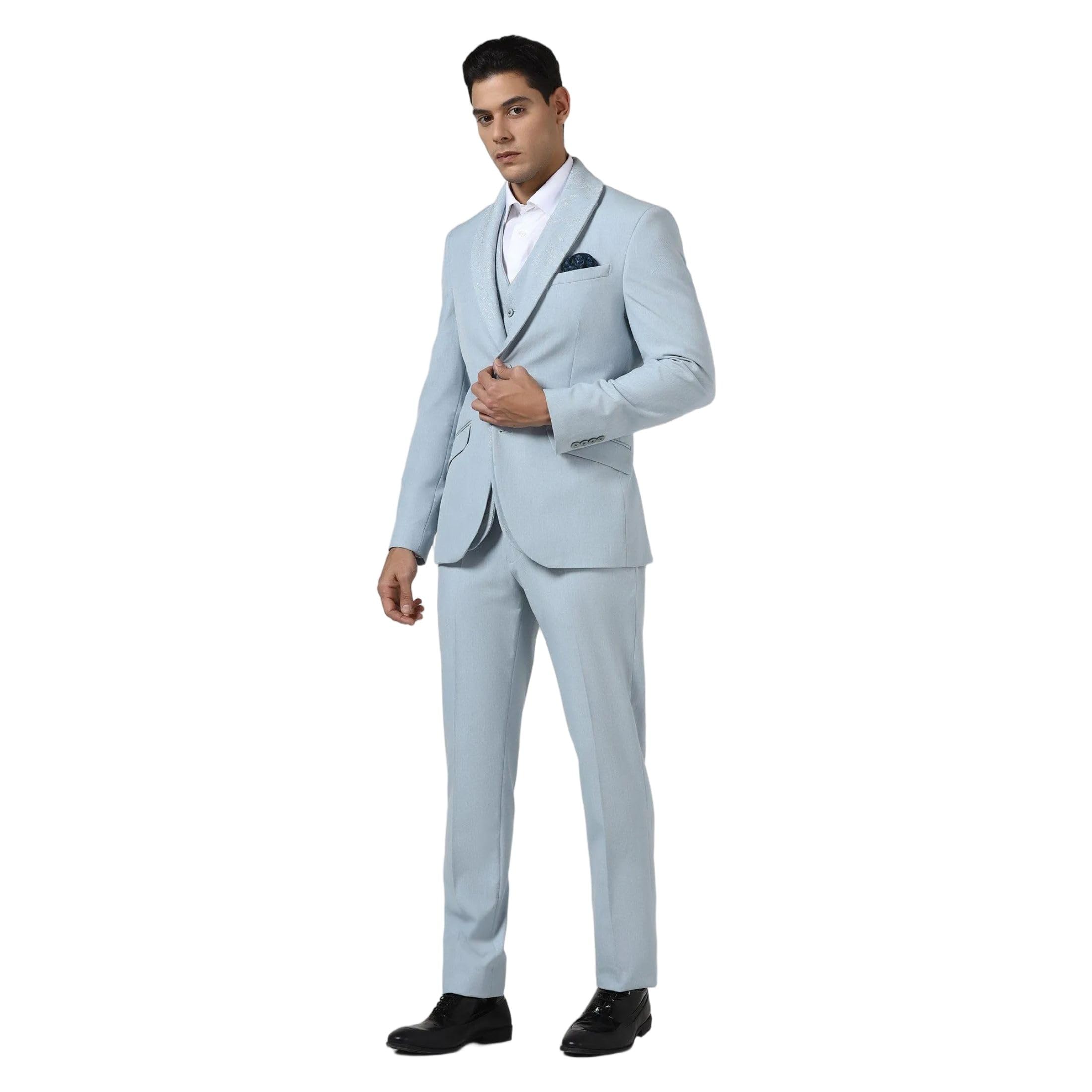 blackberrys Men's Blue Poly-Blend Solid Slim Comfort 3-Piece Suits-picture-28