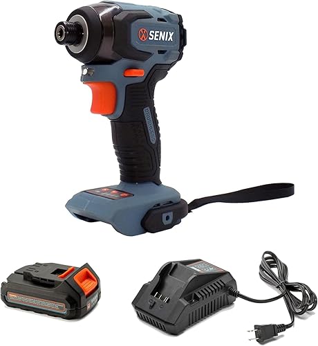 Miniatura 10 de SENIX Destornillador de impacto máximo de 20 voltios* 14 pulgadas, motor sin escobillas, 4 velocidades, par máximo de 130 pies, 3000 RPM máximo, luz