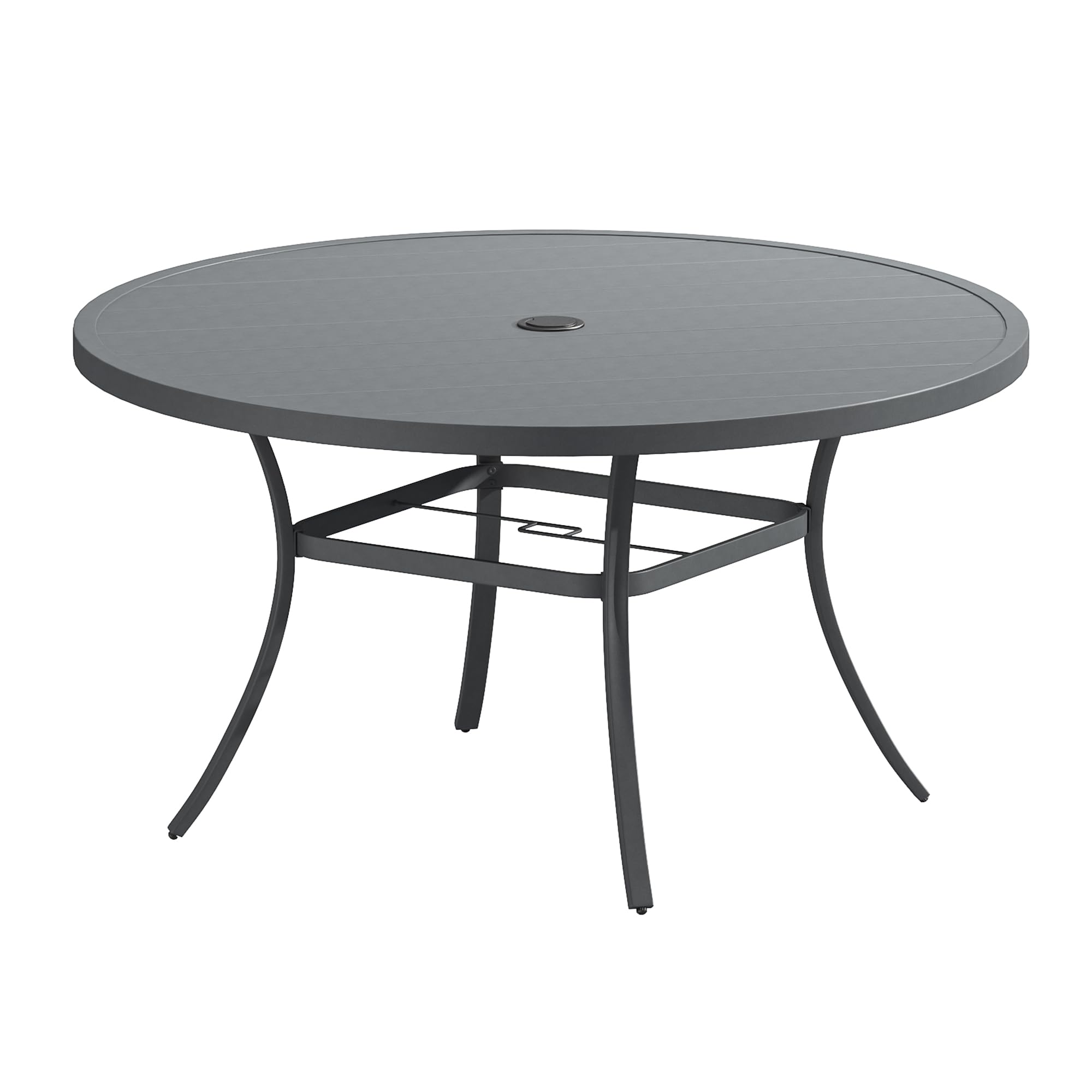 VICLLAX 53" Outdoor Round Patio Table for Lawn Garden, All Weather Metal Round Patio Dining Table with Adjustable Umbrella Hole, Patio Table for 8 Person, Grey (Table top only)