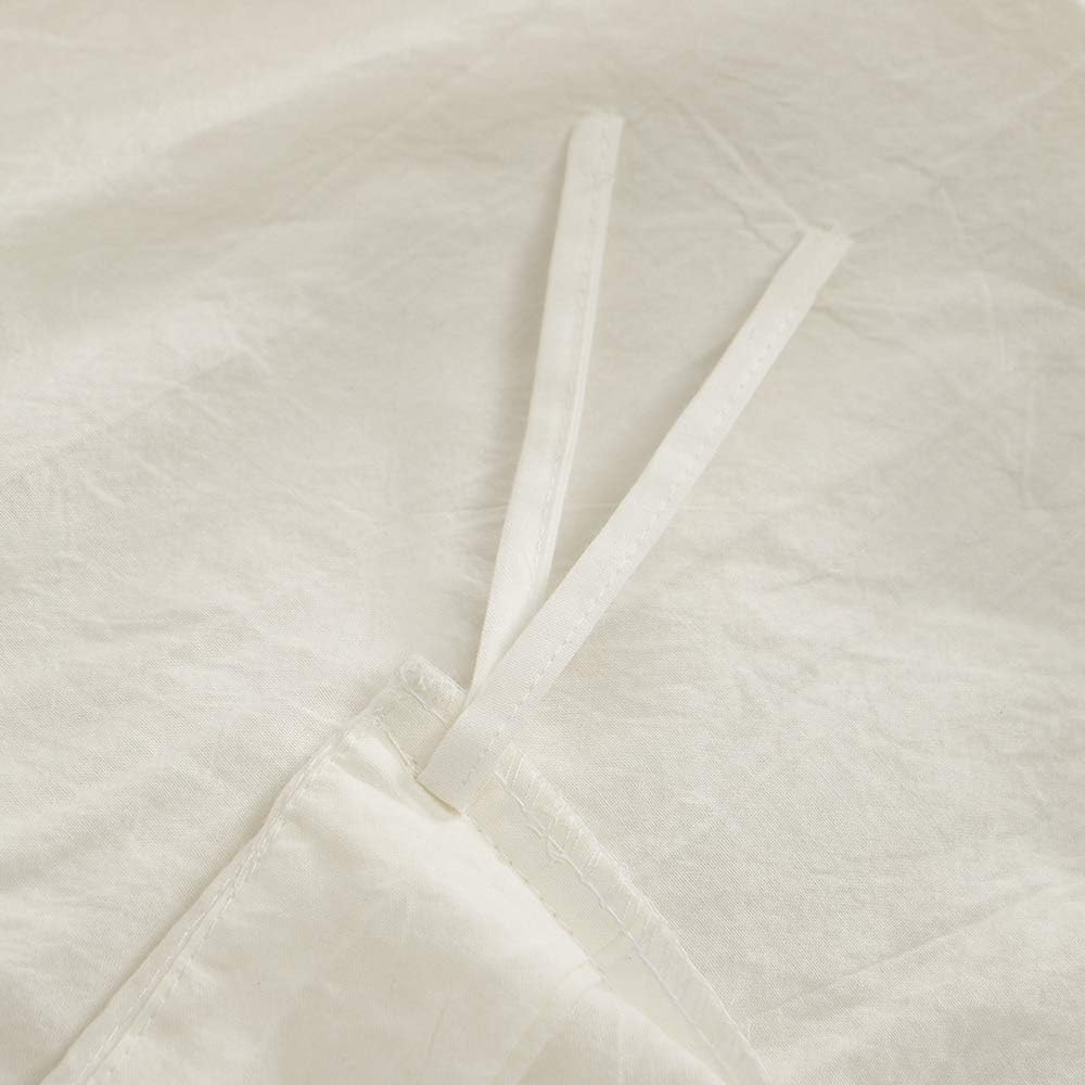 EMME Cotton Duvet Cover Queen Size 3-Piece Set 100% Washed Cotton Bedding Comforter Cover Full Size with 2 Pillow Shams Solid Color (Cream White, Full/Queen)