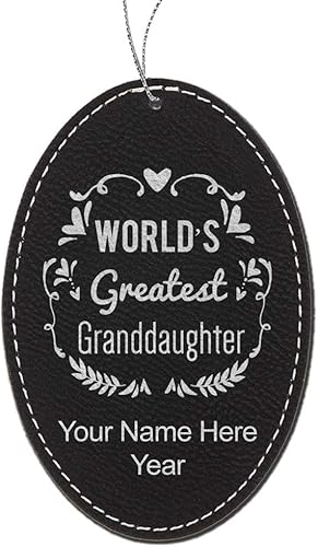 Miniatura 5 de LaserGram Personalized Christmas Ornament, World's Greatest Granddaughter, Faux Leather, Custom Laser Engraved Gift Idea (Oval Shape, Gray)