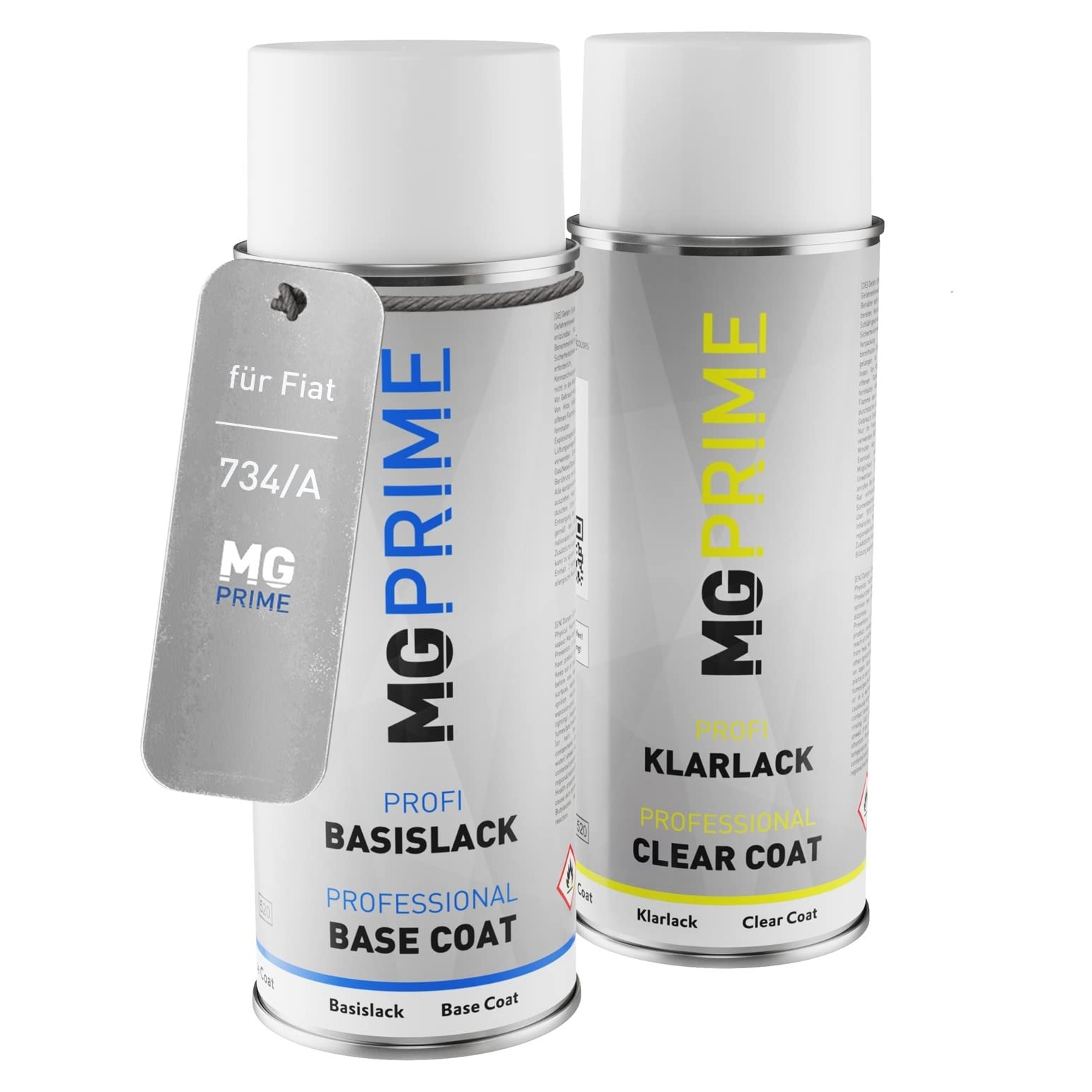 MG PRIME Vernice per auto Kit di bombolette a spruzzo per Fiat 734/A Blu Cocktail/Cocktailblau Bomboletta spray da 400ml di vernice di base vernice trasparente