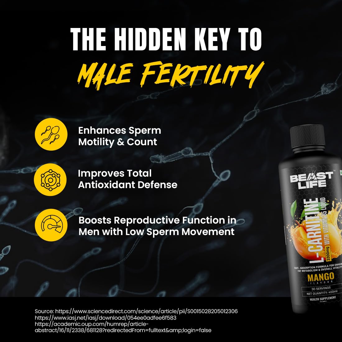 BeastLife L-Carnitine Liquid | 3300mg (Mango Flavor, 450 ml, 30 Servings) Converts Fat to Energy | Triple Strength Formula | Supports Weight Loss | With Vitamin B5 | No Added Sugar — Amazon image 6