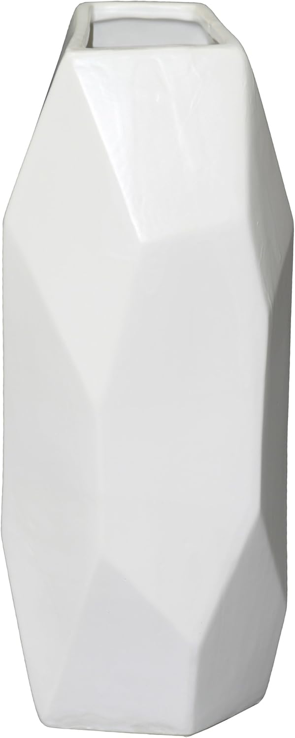 Urban Trend Collection Ceramic Decorative White Irregular Vase, Decor Center Piece for Home Decor Vase for Living Room, Table, Office Decor: 5.50" L x 5" W x 12" H