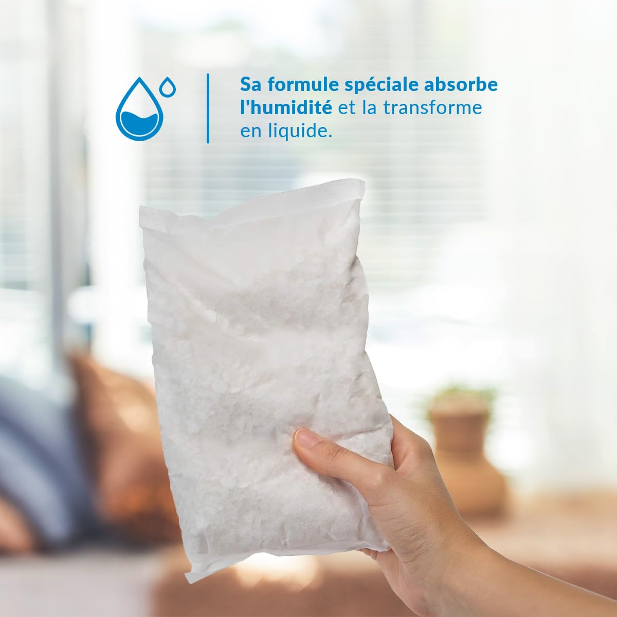 Lot de 4 Recharges Anti-humidité pour Déshumidificateurs - Idéales pour Placards, Salles de Bains et Chambres - Espaces jusqu'à 35 m2 - Sachets de 1 kilo - Parfum : Neutre - Humydry