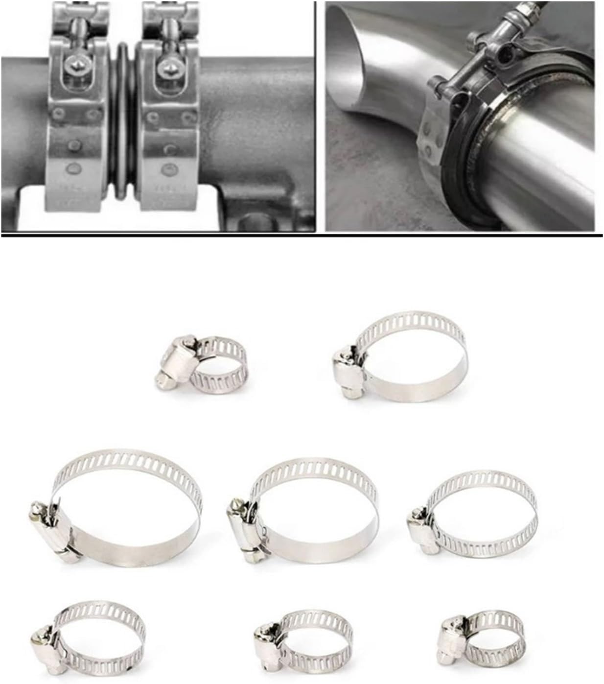 101pcs Adjustable Stainless Steel Screw Band Hose Clamps Car Fuel Hose Clamps Pipe Clamp Worm Gear Clip Hose Clamp Plier Tools