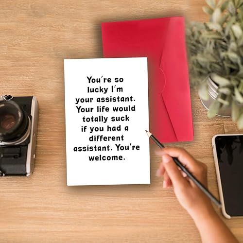 Miniatura 4 de Tarjeta del día del jefe humorístico de Assistant Group, tarjeta simple de agradecimiento al empleador para jefe, dama, hombres y mujeres, tarjeta