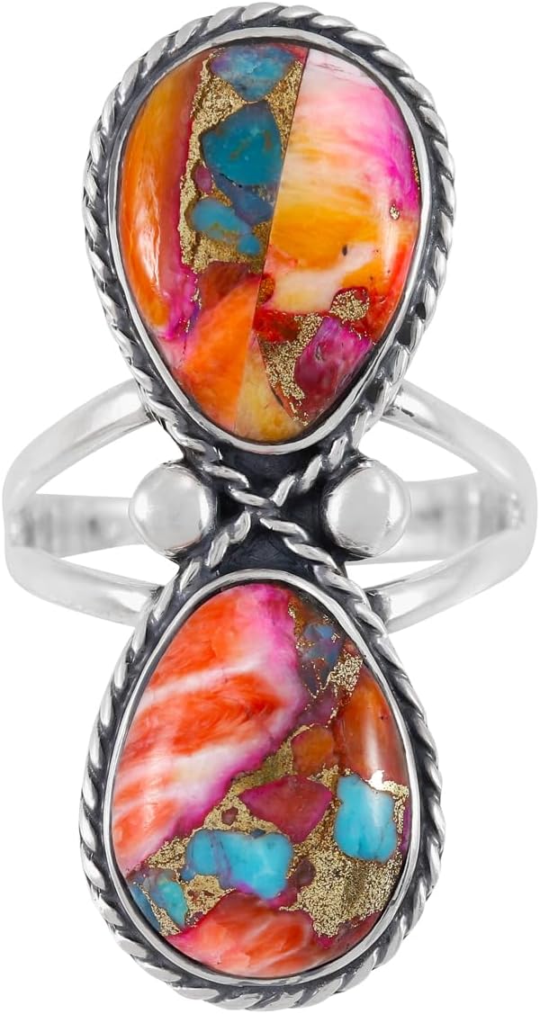 Turquoise Ring Sterling Silver 925 Genuine Gemstones Size 6 to 11 - Image 3