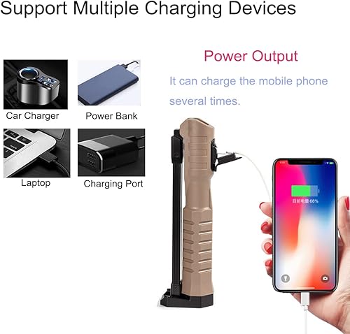 Miniatura 5 de Luz de trabajo LED COB plegable recargable - 2000 lúmenes, 7 modos para reparación de automóviles, hogar, garaje, emergencia