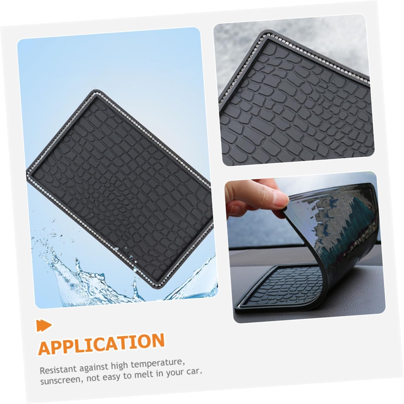 PRETYZOOM Non-Slip Dashboard Phone Pad with Rhinestones Multifunctional Grip Mat for Car Accessories High-Temperature Resistant Washable Cell Phone Holder Stylish Design for Sunglasses Keys